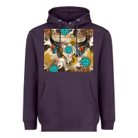 Plum cowhide leopard bull skull gemstone Heavyweight Hoodie - NancyCooperArtShop