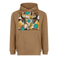 Toasted Coconut cowhide leopard bull skull gemstone Heavyweight Hoodie - NancyCooperArtShop