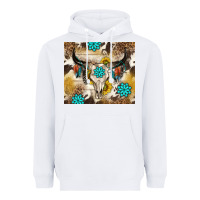 White cowhide leopard bull skull gemstone Heavyweight Hoodie - NancyCooperArtShop