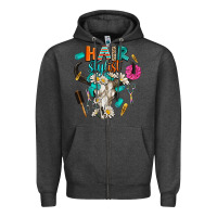 Charcoal Heather bullskull hairstlist Zipper Hoodie - AdoDesignShop