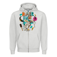 Dove Grey bullskull hairstlist Zipper Hoodie - AdoDesignShop