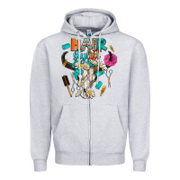 Heather Grey bullskull hairstlist Zipper Hoodie - AdoDesignShop