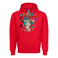 Red bullskull hairstlist Zipper Hoodie - AdoDesignShop