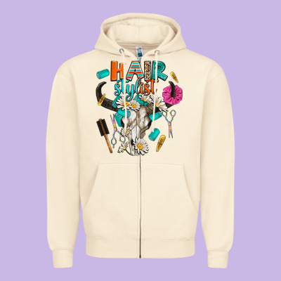 Bullskull Hairstlist Zipper Hoodie Designed By Adodesignshop
