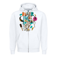 White bullskull hairstlist Zipper Hoodie - AdoDesignShop