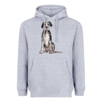 Heather Grey Great Dane Dog Heavyweight Hoodie - LillyAllenDesigns