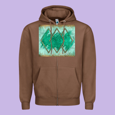 Green Glitter Zipper Hoodie Designed By Jahusdesignshop