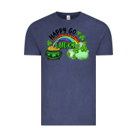 Vintage Denim Happy Go Lucky Rainbow Shamrocks And Pot Of Gold Vintage Tee - RanaPortraitStore