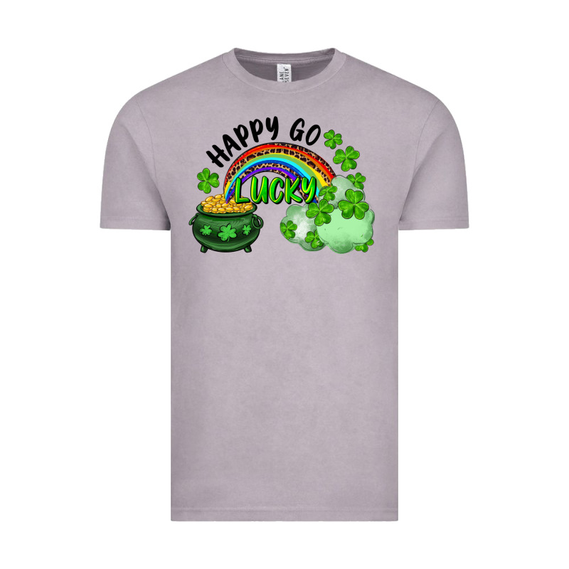 Happy Go Lucky Rainbow Shamrocks And Pot Of Gold Vintage Tee by RanaPortraitStore | Teevron