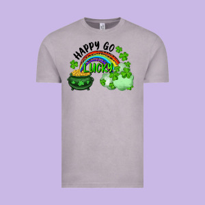 Happy Go Lucky Rainbow Shamrocks And Pot Of Gold Vintage Tee Designed By Ranaportraitstore