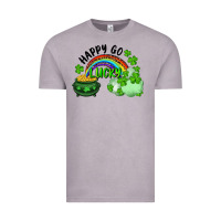 Vintage Zinc Happy Go Lucky Rainbow Shamrocks And Pot Of Gold Vintage Tee - RanaPortraitStore