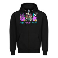 Black peace love nail art Zipper Hoodie - AdoDesignShop