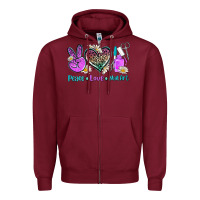 Burgundy peace love nail art Zipper Hoodie - AdoDesignShop