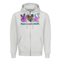 Dove Grey peace love nail art Zipper Hoodie - AdoDesignShop