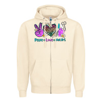 Sandshell peace love nail art Zipper Hoodie - AdoDesignShop