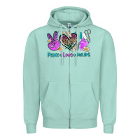Seafoam peace love nail art Zipper Hoodie - AdoDesignShop