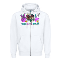 White peace love nail art Zipper Hoodie - AdoDesignShop