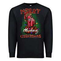 Black merry clucking christmas rooster Premium Sweatshirt - BarkalooDesign