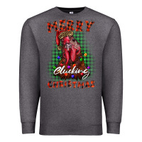 Charcoal Heather merry clucking christmas rooster Premium Sweatshirt - BarkalooDesign