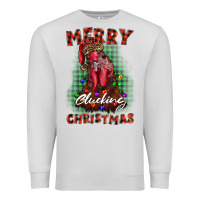Dove Grey merry clucking christmas rooster Premium Sweatshirt - BarkalooDesign