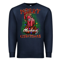 Navy merry clucking christmas rooster Premium Sweatshirt - BarkalooDesign
