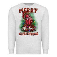 Oatmeal Heather merry clucking christmas rooster Premium Sweatshirt - BarkalooDesign