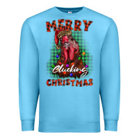 Ocean Blue merry clucking christmas rooster Premium Sweatshirt - BarkalooDesign