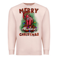Pale Pink merry clucking christmas rooster Premium Sweatshirt - BarkalooDesign
