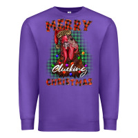 Purple merry clucking christmas rooster Premium Sweatshirt - BarkalooDesign