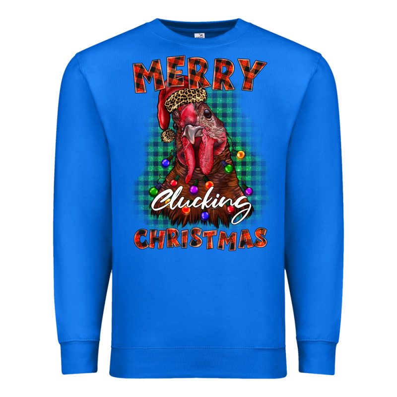 Merry Clucking Christmas Rooster Premium Sweatshirt by BarkalooDesign | Teevron