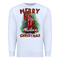 White merry clucking christmas rooster Premium Sweatshirt - BarkalooDesign