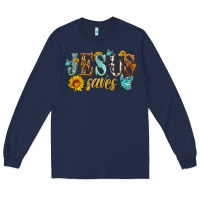 Navy jesus saves Long Sleeve Tee - HRA Design Shop