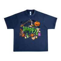 Navy happy halloween farm animals Urban Heavy Tee - Zillion Design Studio