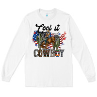 White cool it cowboy Long Sleeve Tee - SublimationCraftShop
