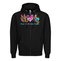 Black peace love hair stylist Zipper Hoodie - AdoDesignShop