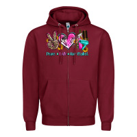 Burgundy peace love hair stylist Zipper Hoodie - AdoDesignShop