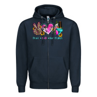 Navy peace love hair stylist Zipper Hoodie - AdoDesignShop