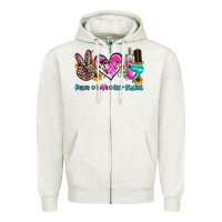 Oatmeal Heather peace love hair stylist Zipper Hoodie - AdoDesignShop