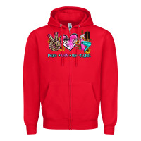 Red peace love hair stylist Zipper Hoodie - AdoDesignShop