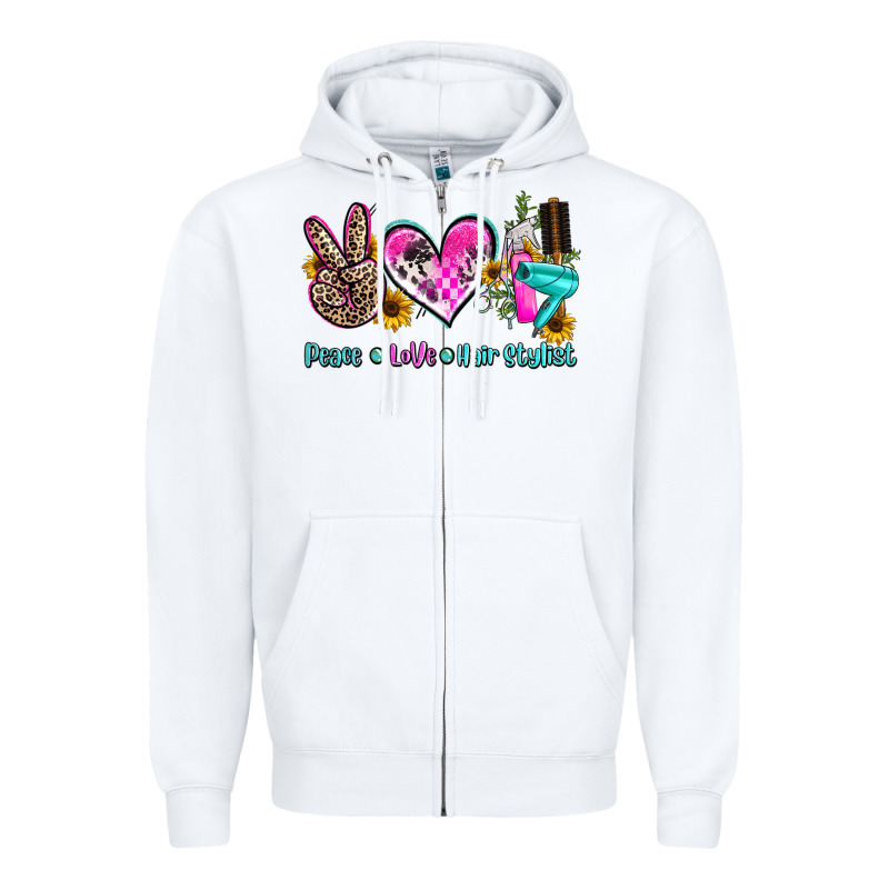 Peace Love Hair Stylist Zipper Hoodie by AdoDesignShop | Teevron