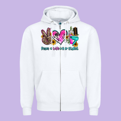 Peace Love Hair Stylist Zipper Hoodie Designed By Adodesignshop