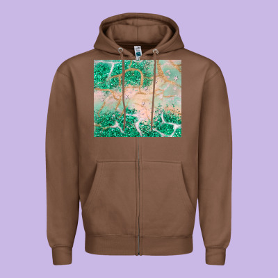 Green Glitter Zipper Hoodie Designed By Jahusdesignshop