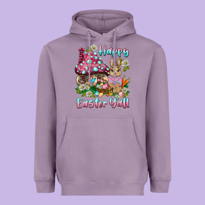 Happy Easter Y'all Rabbit Heavyweight Hoodie Designed By Barkaloodesign