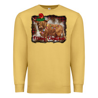 Antique Gold merry christmas highland cow Premium Sweatshirt - BarkalooDesign