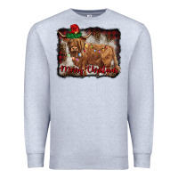 Heather Grey merry christmas highland cow Premium Sweatshirt - BarkalooDesign