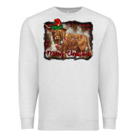 Oatmeal Heather merry christmas highland cow Premium Sweatshirt - BarkalooDesign
