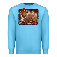 Ocean Blue merry christmas highland cow Premium Sweatshirt - BarkalooDesign