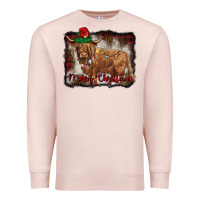 Pale Pink merry christmas highland cow Premium Sweatshirt - BarkalooDesign