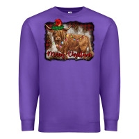 Purple merry christmas highland cow Premium Sweatshirt - BarkalooDesign