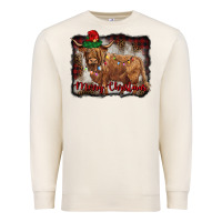 Sandshell merry christmas highland cow Premium Sweatshirt - BarkalooDesign
